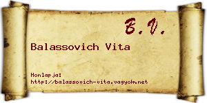 Balassovich Vita névjegykártya